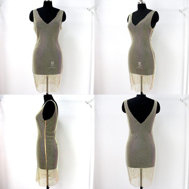 Beauty Back White Rhinestone Mesh Short Tank Dress Wholesale