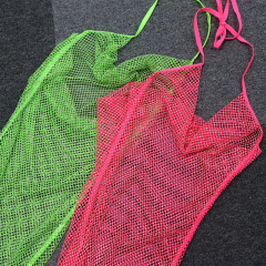 Fluorescent Color Backless Diamond Mesh Long Dress Exporter
