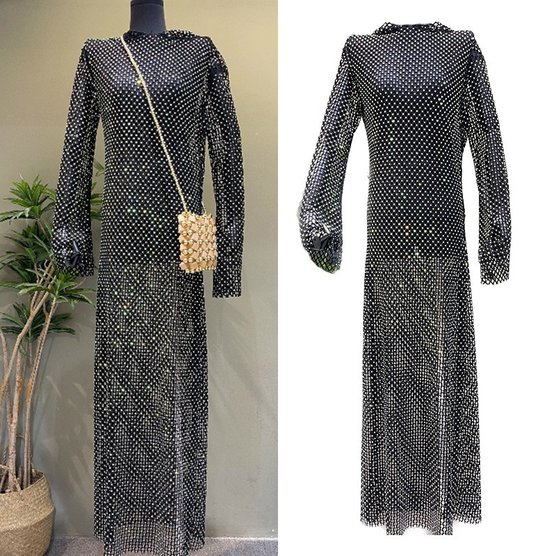 Loose Diamond Net Long Dress with Hooded Manufacturer