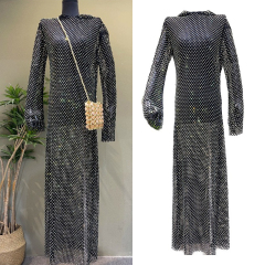 Loose Diamond Net Long Dress with Hooded Manufacturer