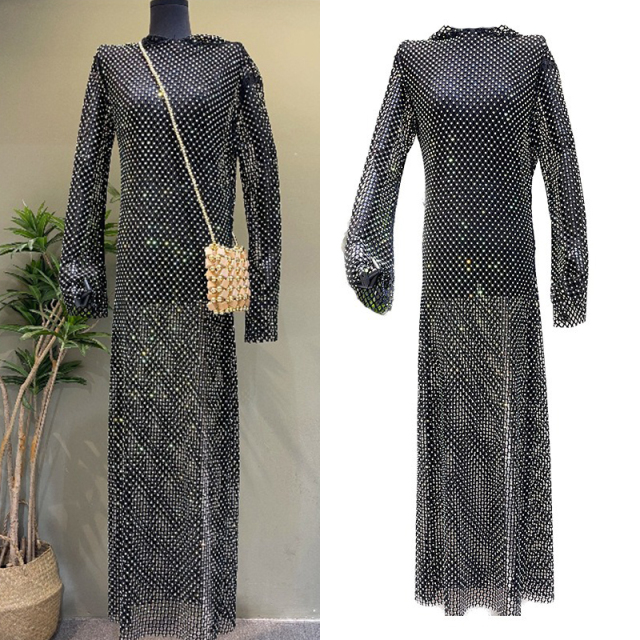 Loose Diamond Net Long Dress with Hooded Manufacturer