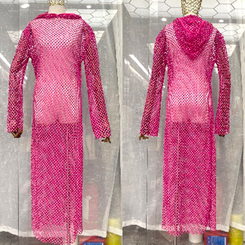 Loose Diamond Net Long Dress with Hooded Manufacturer