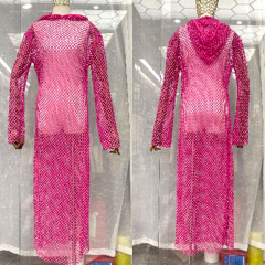 Loose Diamond Net Long Dress with Hooded Manufacturer