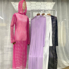 Loose Diamond Net Long Dress with Hooded Manufacturer