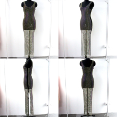 Diamond Mesh Side Split Maxi Tank Dress Custom