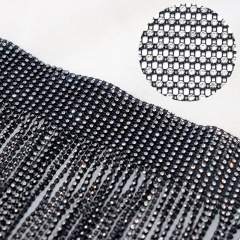 Tassel Design Black Plastic Crystal Mesh Short Skirt Custom