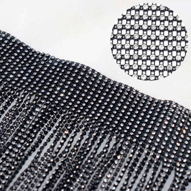 Tassel Design Black Plastic Crystal Mesh Short Skirt Custom