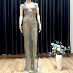 Diamond Mesh Side Split Maxi Tank Dress Custom