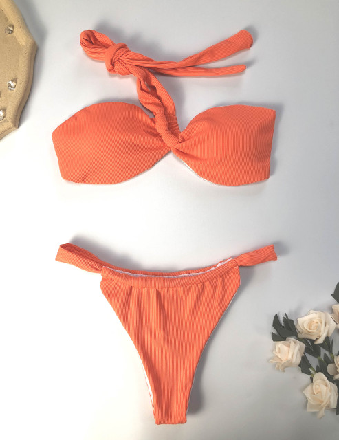 Orange Off the Shoulder Bathing Suit Custom