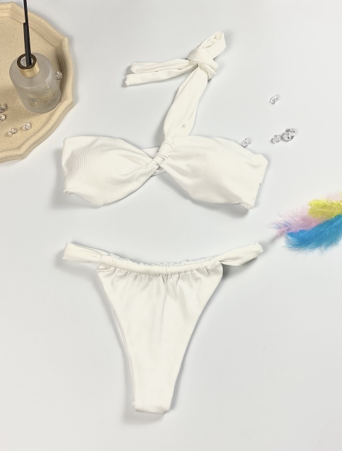 White Off the Shoulder Swimming Costume Wholesale