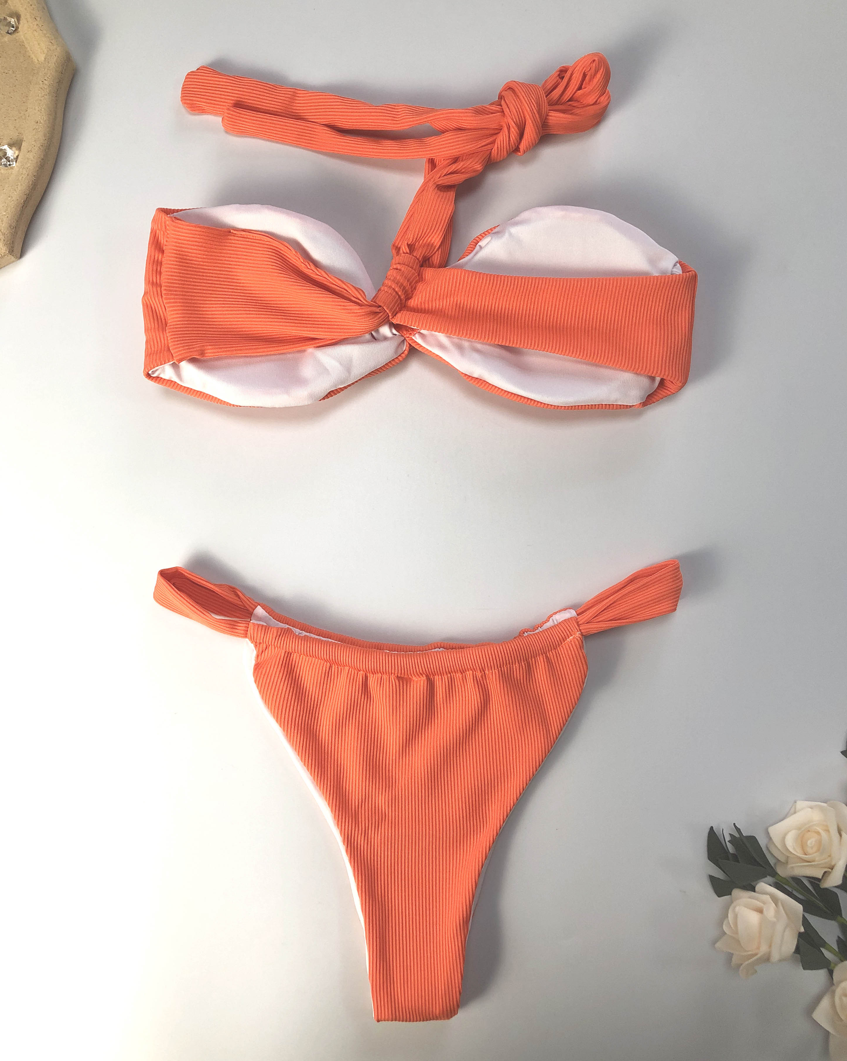 Orange Off the Shoulder Bathing Suit Custom