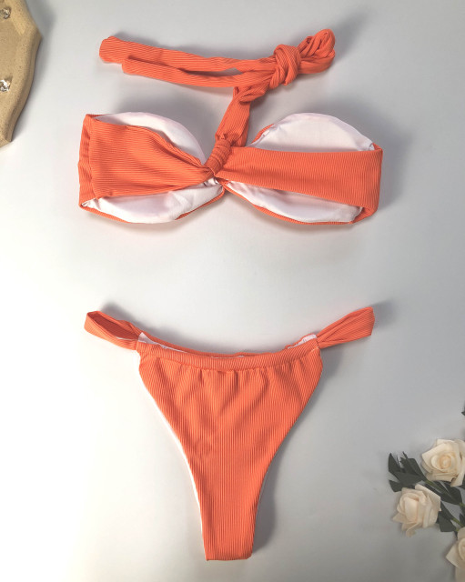 Orange Off the Shoulder Bathing Suit Custom