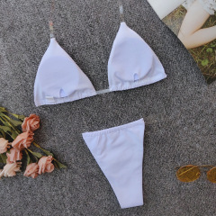 Transparent Straps Design White Two Pieces Bikini Exporter