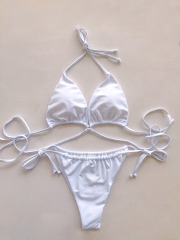 White Lace Up Design Triangle Bikini Supplier