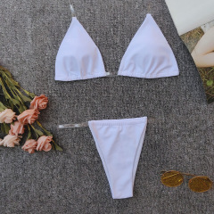 Transparent Straps Design White Two Pieces Bikini Exporter