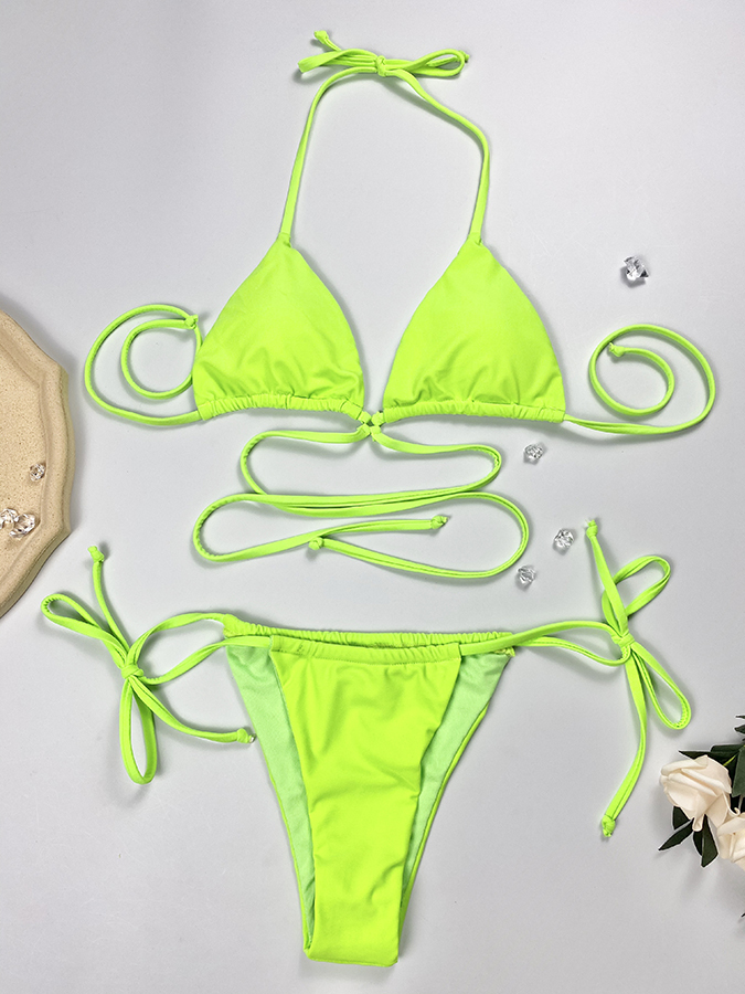 Fluorescent Green Bandage Beach Bathing Suit Factory