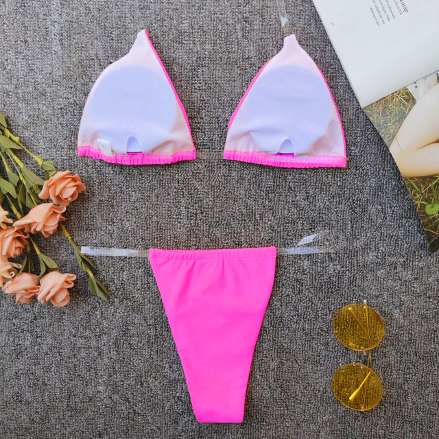 Two Pieces Rose Red Beachwear with See Through Straps Wholesale