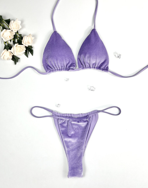 Purple Velvet 2 Pieces Micro Swimwear Factory