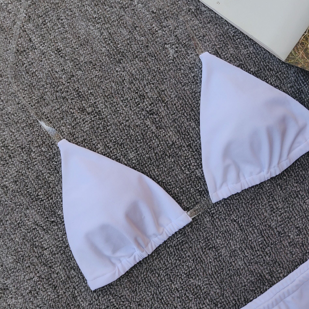 Transparent Straps Design White Two Pieces Bikini Exporter