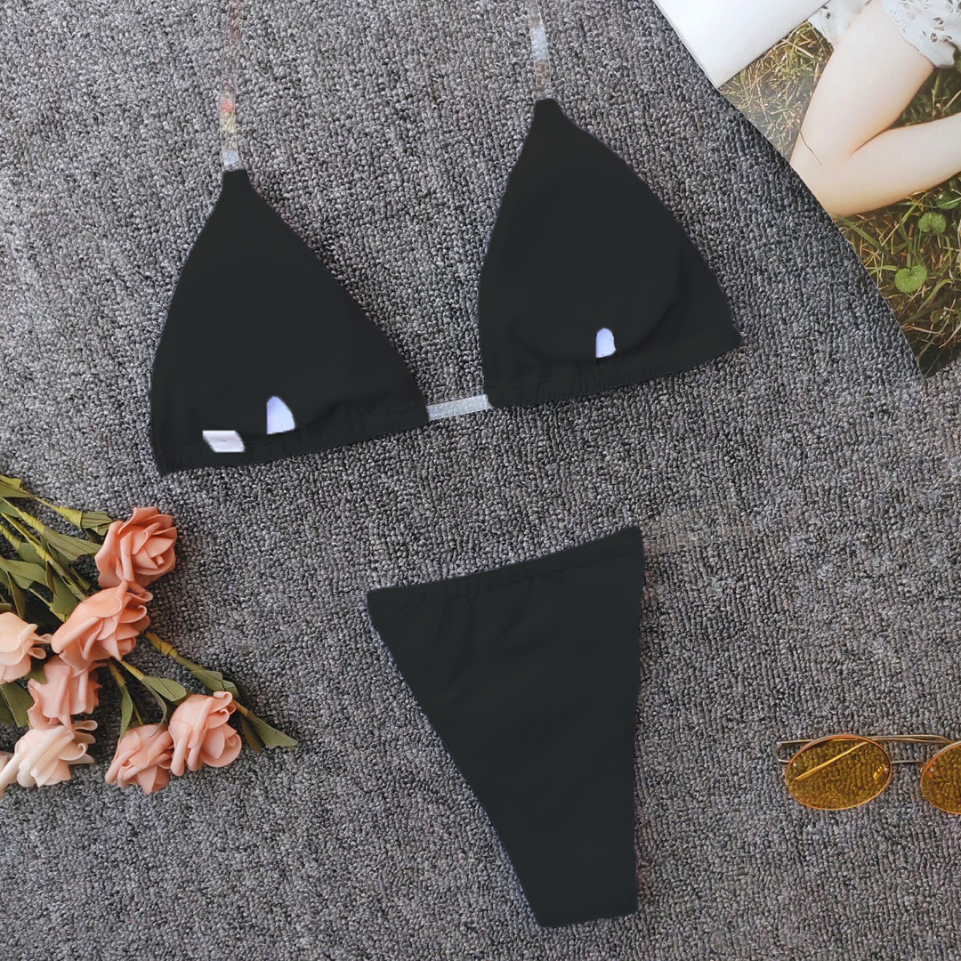 Black See Through Straps Beach Swimming Suit Custom