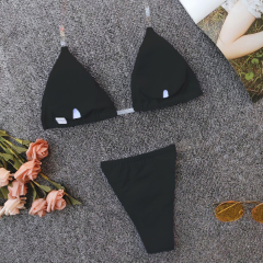 Black See Through Straps Beach Swimming Suit Custom