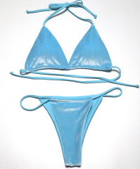 Light Blue Velvet Summer Beach Micro Swimwear Manufacturer