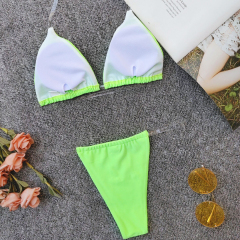 Fluorescent Green Transparent Straps Triangle Beach Swimwear Supplier