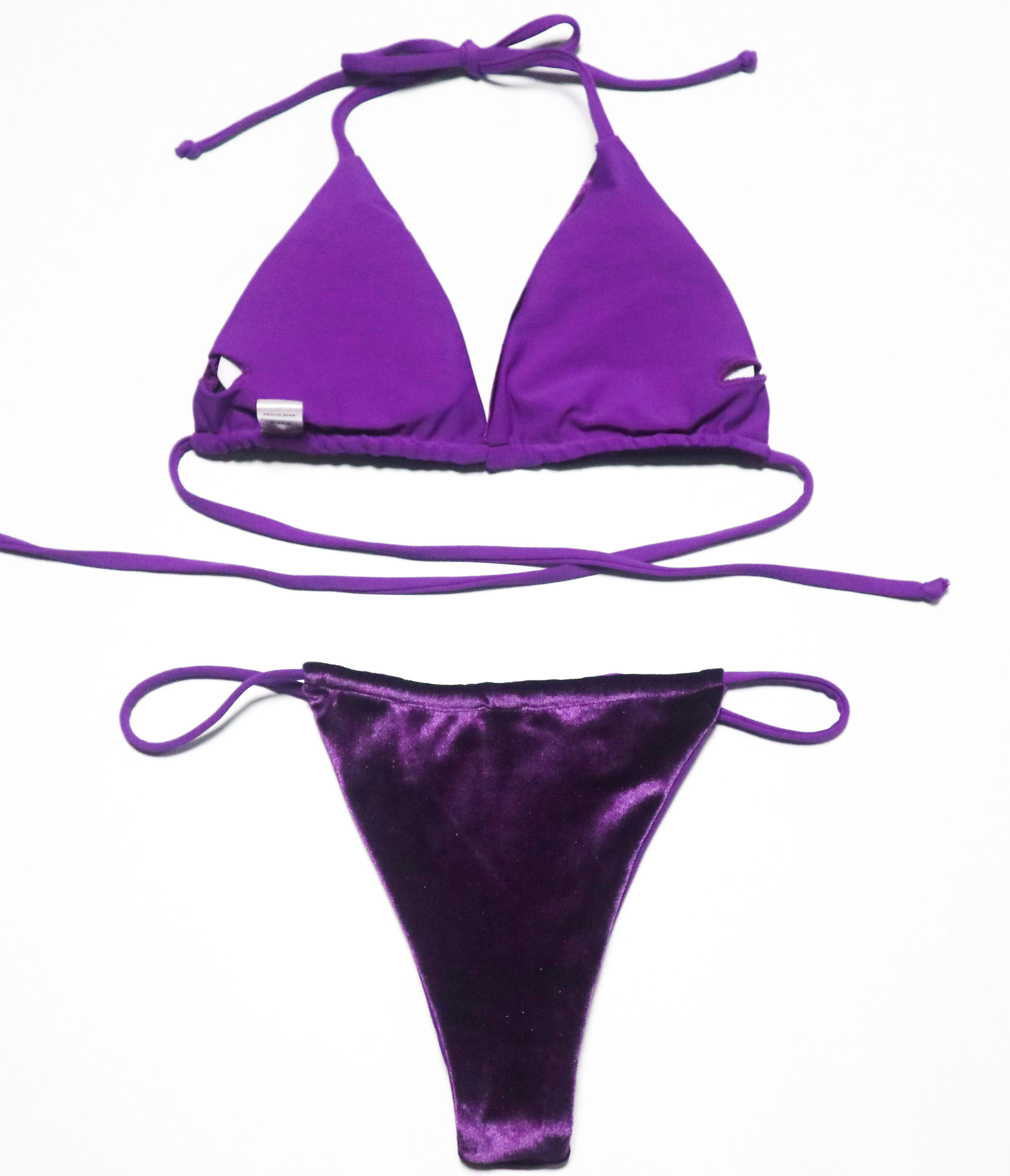 Dark Purple Velvet Super Micro Two Pieces Swimwear Custom