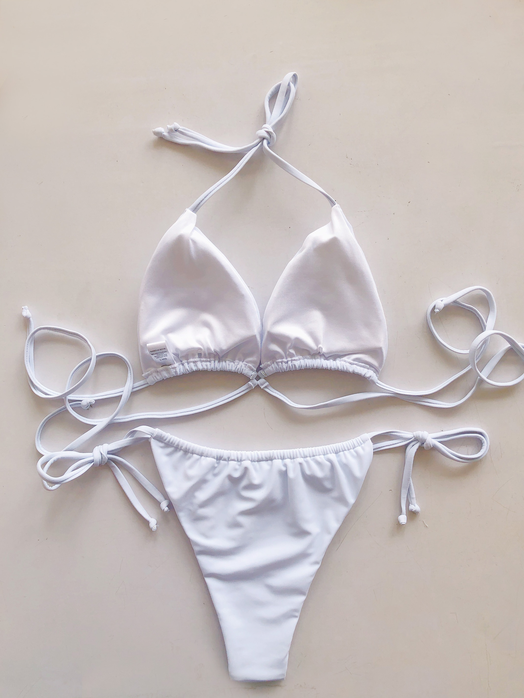 White Lace Up Design Triangle Bikini Supplier