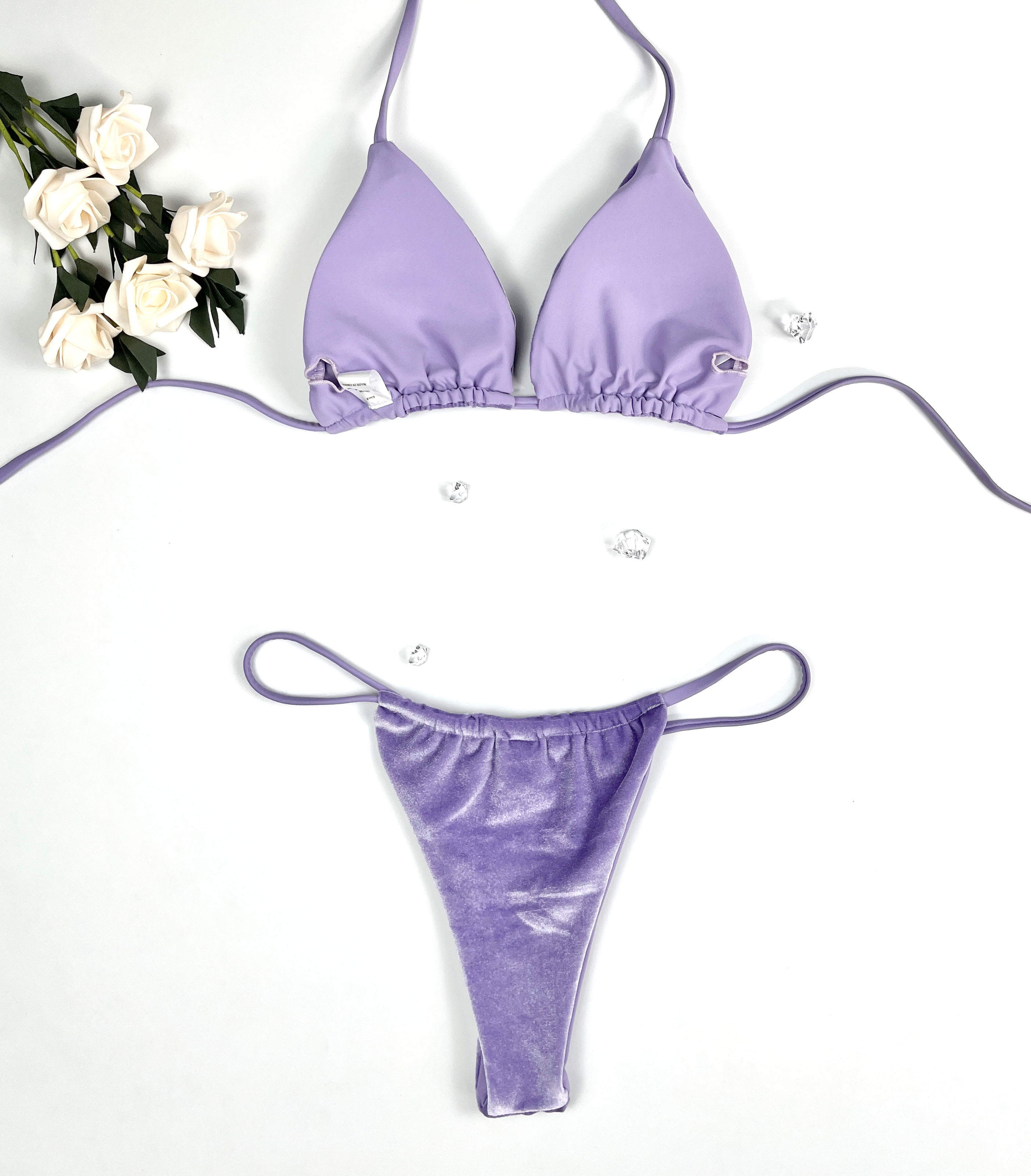 Purple Velvet 2 Pieces Micro Swimwear Factory