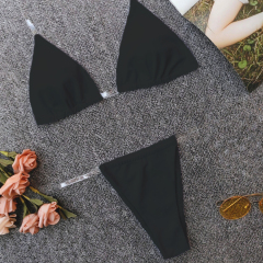 Black See Through Straps Beach Swimming Suit Custom
