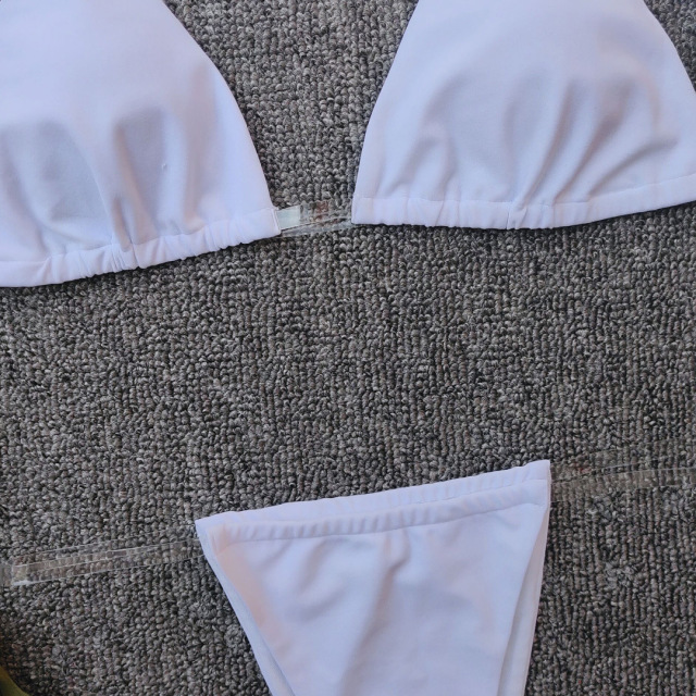 Transparent Straps Design White Two Pieces Bikini Exporter