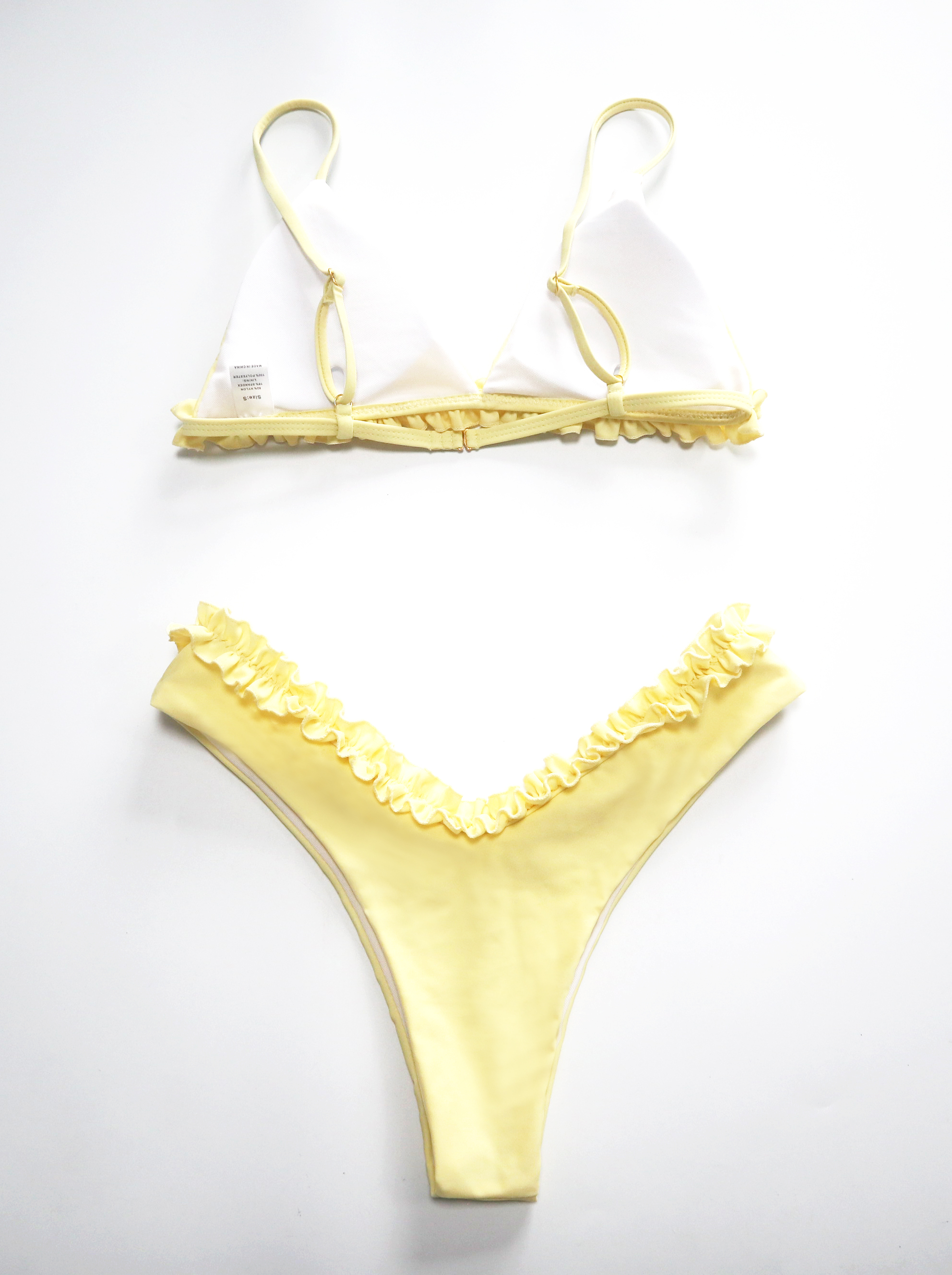 Light Yellow High Waist Ruffle Bathing Suit Supplier