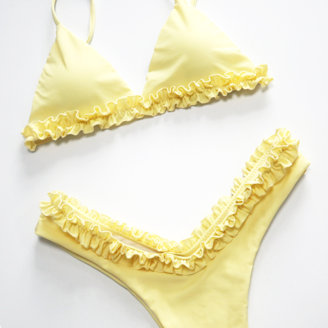 Cute Ruffle Two Piece Triangle Swimwear Factory