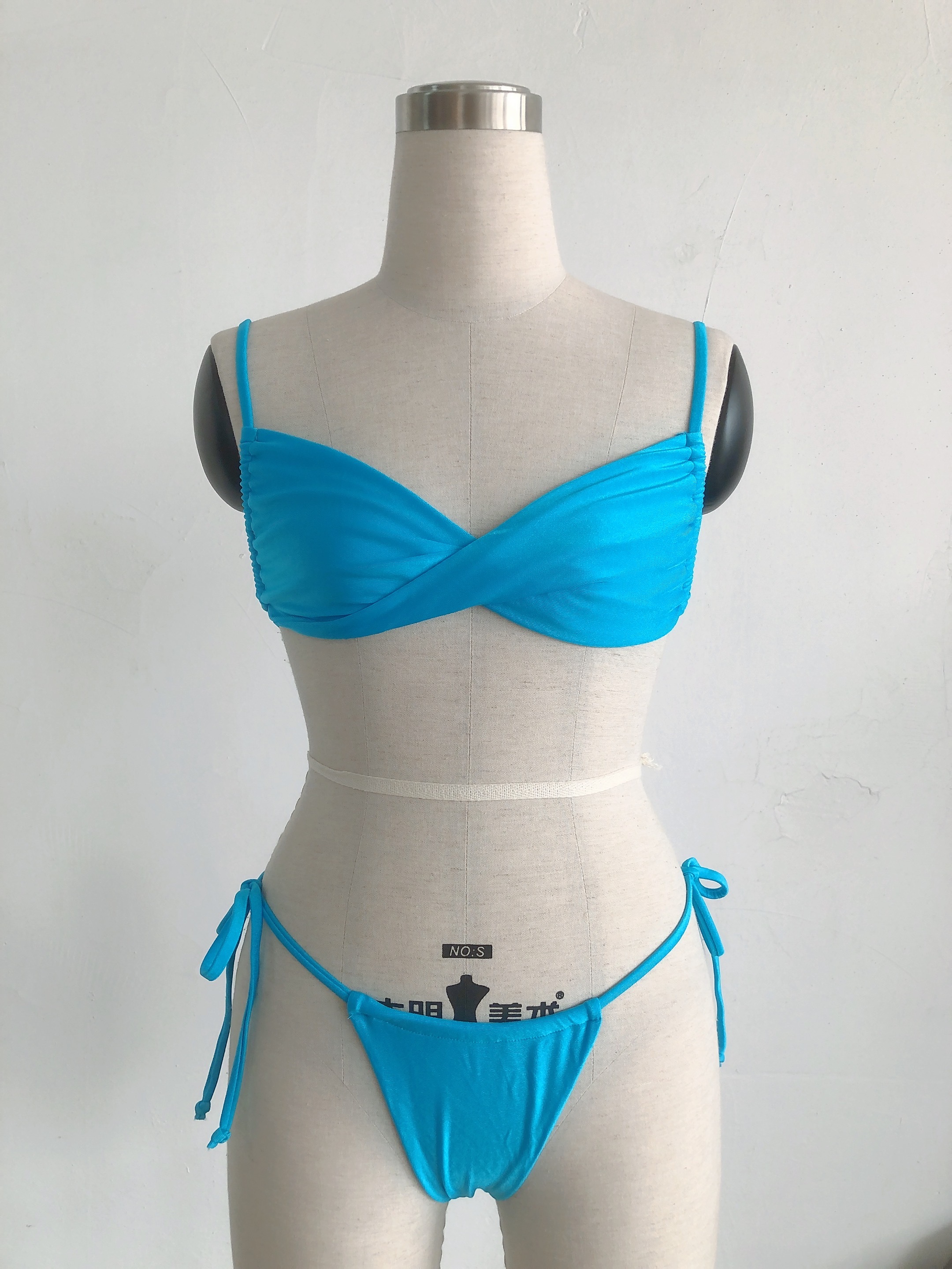 Sky Blue Side Tie Two Piece Bikini Set Manufacturer