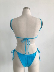 Sky Blue Side Tie Two Piece Bikini Set Manufacturer
