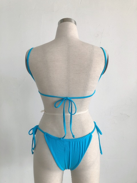 Sky Blue Side Tie Two Piece Bikini Set Manufacturer