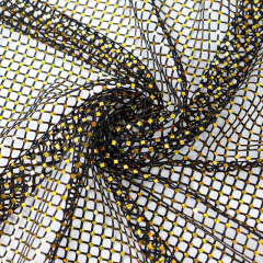Sparkling Golden Square Shaped Sequin Metal Net Fabric Factory