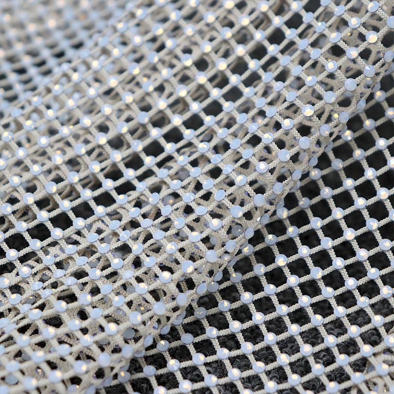 SS10 Light Apricot Diamante Diamond Mesh Fabric Factory