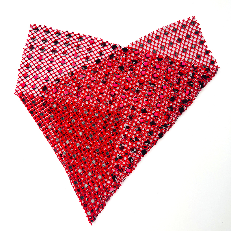 Multi Color Square Glass & Rhinestone Net Fabric Supplier
