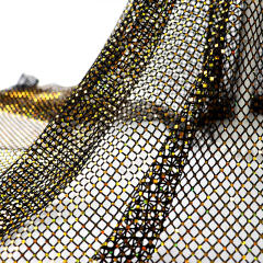 Sparkling Golden Square Shaped Sequin Metal Net Fabric Factory