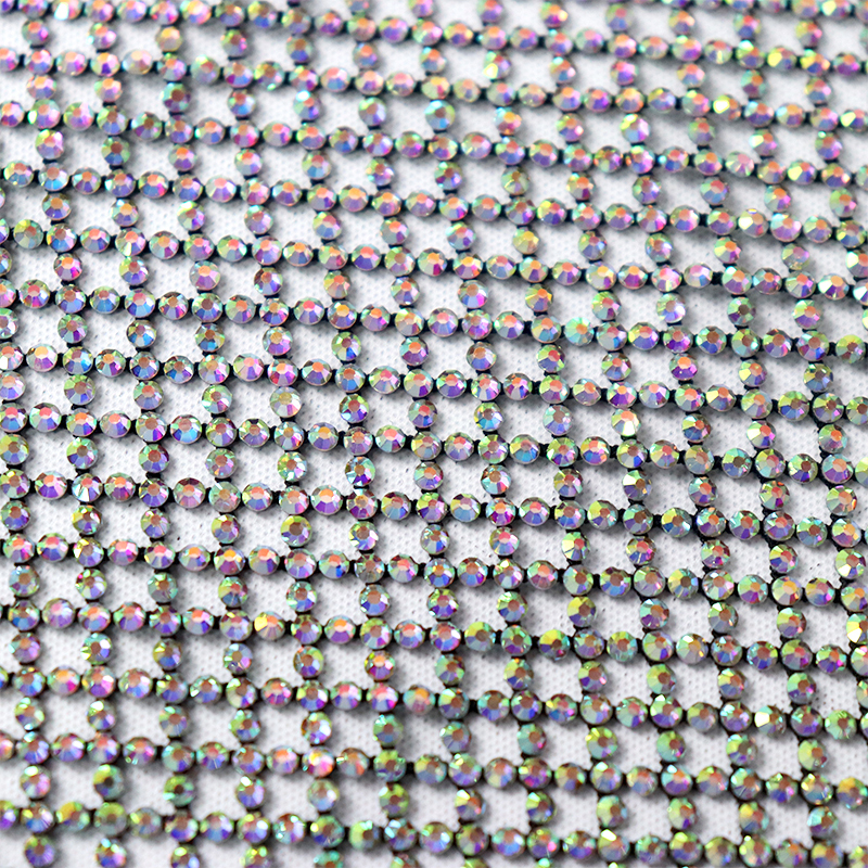 SS10 Hotfix Full Rhinestone Black Net Fabric Exporter