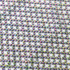 SS10 Hotfix Full Rhinestone Black Net Fabric Exporter
