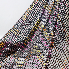 Glitter Square Shaped Metallic Black Net Fabric Custom