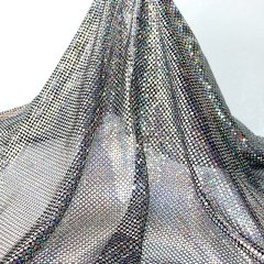 Shiny Silver Flower Shape Sequin Mesh Fabric Wholesale