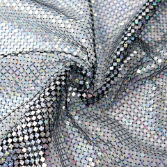 Shiny Silver Flower Shape Sequin Mesh Fabric Wholesale