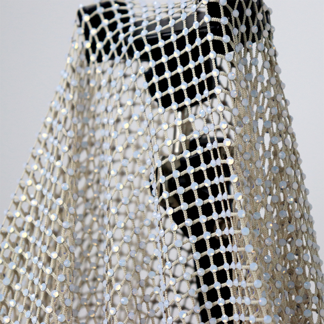SS10 Light Apricot Diamante Diamond Mesh Fabric Factory