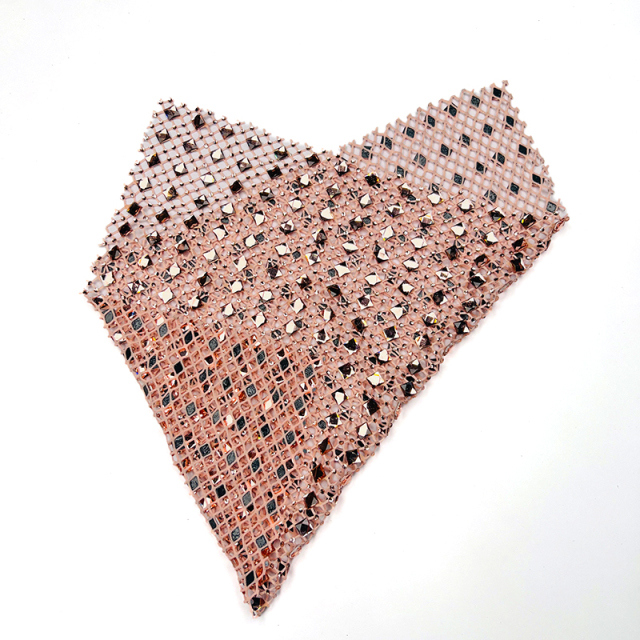 Multi Color Square Glass & Rhinestone Net Fabric Supplier