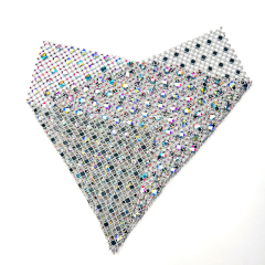 Multi Color Square Glass & Rhinestone Net Fabric Supplier
