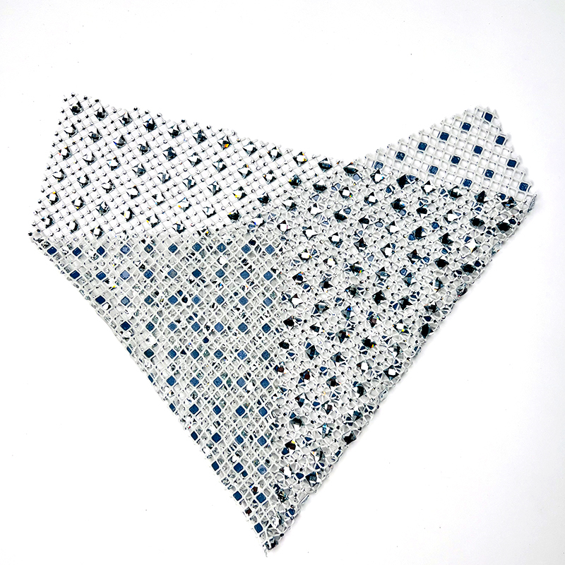 Multi Color Square Glass & Rhinestone Net Fabric Supplier